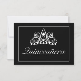 Cartão RSVP Tiara Moderna e Minimalista Quinceanera Branca