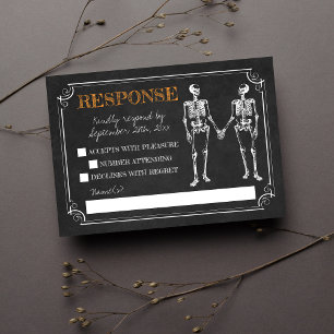 Cartão RSVP Til Death Halloween Skeleton Orange Black Response