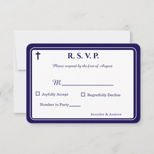 Cartão RSVP Timeless Catholic Monogrammed Response Card (Frente)
