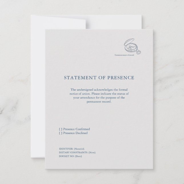 Cartão RSVP Timepiece- Minimalist Union Announcement  (Frente)