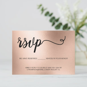 Cartão RSVP Típica Elegante Dourada de Rosa Chic