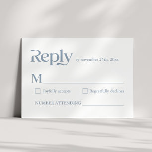 Cartão RSVP Típica Minimalista Moderna Casamento Azul