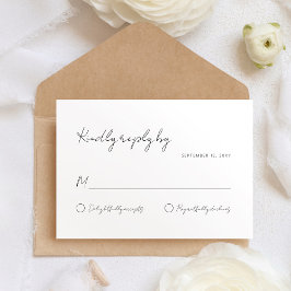 Cartão RSVP Típica Minimalista Simples Na moda Branco Moderno