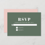 Cartão RSVP Típica Negra Mínima Rosa Bat Verde Mitzvah<br><div class="desc">Bold Typografia Blush Pink e Forest Green - Cartão Minimalista Bat Mitzvah RSVP Verde</div>