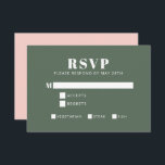 Cartão RSVP Típica Negra Rosa e Bat Verde Mitzvah<br><div class="desc">Placa RSVP de Bat Mitzvah Moderno Verde-Rosa e Floresta</div>