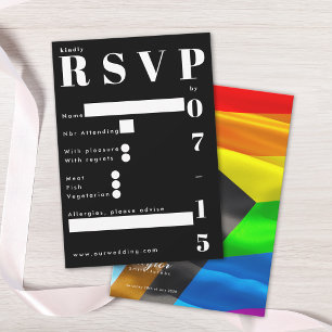 Cartão RSVP Tipografia da Bandeira do Orgulho Casamento Tradic