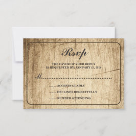 Cartão RSVP Tipografia da história do amor | Vintage Barn Wood