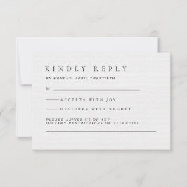 Cartão RSVP Tipografia de luxo elegante Casamento preto e bran