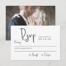Cartão RSVP Tipografia de Script Minimalista Foto Casamento