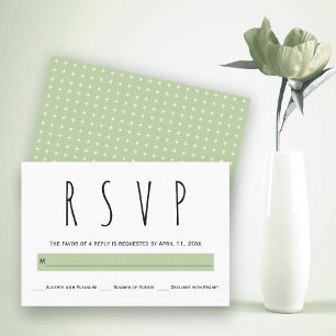 Cartão RSVP Tipografia do verde preto, branco, prudente que