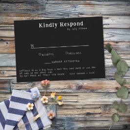 Cartão RSVP Tipografia Manuscrita Casual Branco e Preto