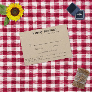 Cartão RSVP Tipografia Manuscrita Casual Kraft
