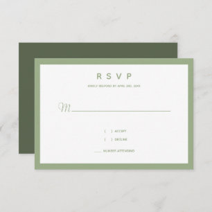 Cartão RSVP Tipografia Mínima do Micro Wedding Sage