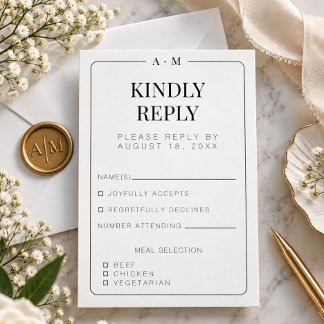 Cartão RSVP Tipografia Minimalista Casamento Fronteira Elegant