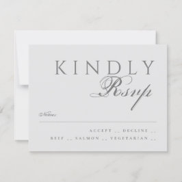 Cartão RSVP Tipografia Moderna Clássica Elegante Cinza Casamen