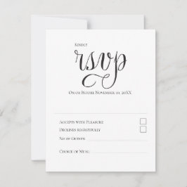 Cartão RSVP Tipografia moderna minimalista Casamento preto e b