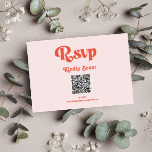 Cartão RSVP Tipografia Moderna Retro Rosa e Laranja Casamento