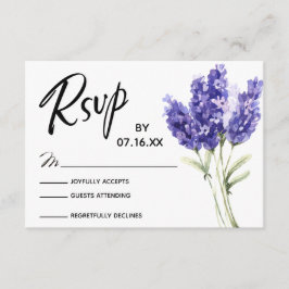 Cartão RSVP Tipografia RSVP, Flores de Aquarelas de Lavanda