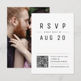 Cartão RSVP Tipografia Simples Moderna Código QR Casamento