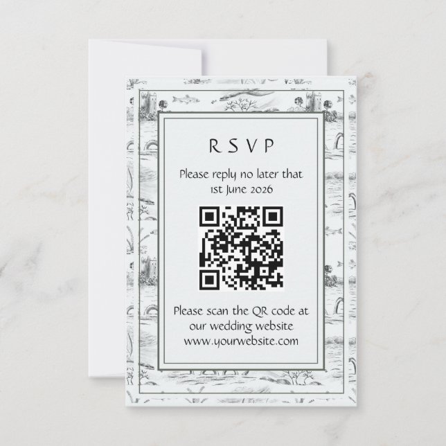 Cartão RSVP Toile Loch Ness (Frente)
