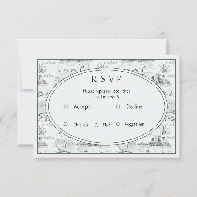 Cartão RSVP Toile Loch ness  (Frente)