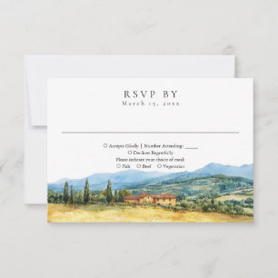 Cartão RSVP Toscana Itália Rústico País Aquarela Casamento