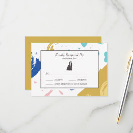 Cartão RSVP Traço Colorido de Pincel e Silhouette