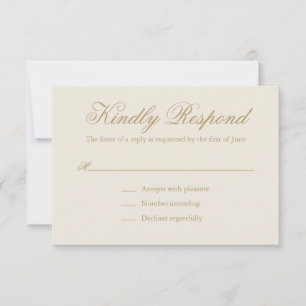 Cartão RSVP Tradicional Casamento Elegante Formal De Marfim