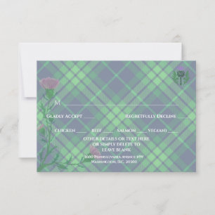 Cartão RSVP Tradicional Scottish Tartan e Scotland Thistle