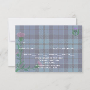 Cartão RSVP Tradicional Scottish Tartan e Scotland Thistle