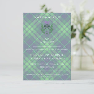 Cartão RSVP Tradicional Scottish Tartan e Scotland Thistle