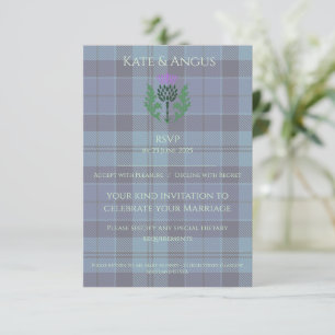 Cartão RSVP Tradicional Scottish Tartan e Scotland Thistle