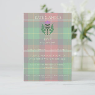 Cartão RSVP Tradicional Scottish Tartan e Scotland Thistle