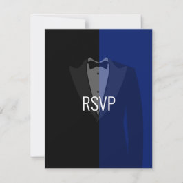 Cartão RSVP Traje preto azul festa de pôquer para despedida de