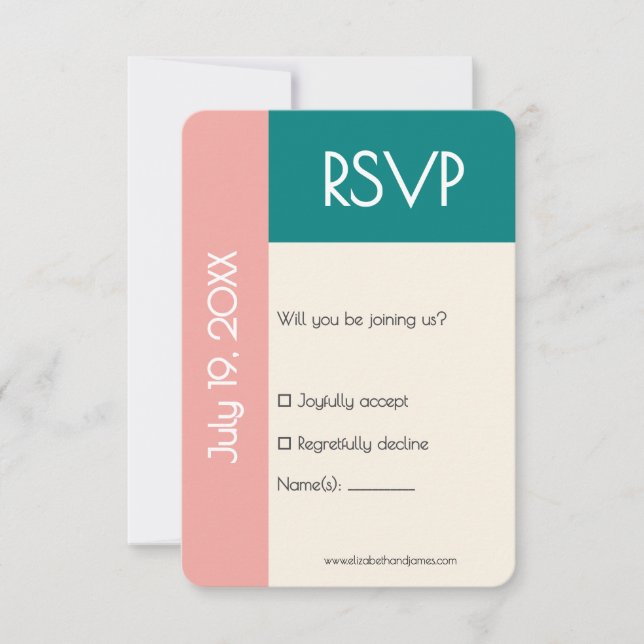 Cartão RSVP Transformative Teal Modern  Contemporary Wedding (Frente)