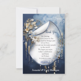 Cartão RSVP Trendy 3-D Blue Denim Impressão com Costume Jewelr