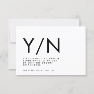 Cartão RSVP TRENDY DE CÓDIGO QR EM NEGRITO Ultra-Moderno, Site