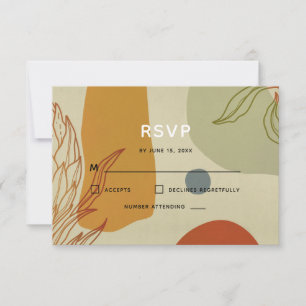 Cartão RSVP Trendy Modern Line Abstrato Protea Botânica