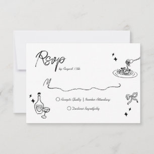 Cartão RSVP Trendy Scribble Dodle Casamento com Script