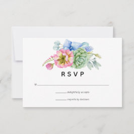 Cartão RSVP Trendy Succulent Floral Wedding
