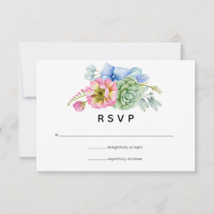 Cartão RSVP Trendy Succulent Floral Wedding