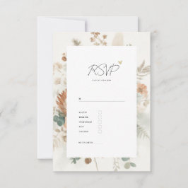 Cartão RSVP Trendy Terracotta Flowers and Meal Wedding