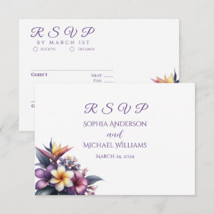Cartão RSVP Tropical Floral-RSVP-Casamento- Cartão-postal