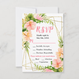 Cartão RSVP Tropical Jungle with Foliage Wedding