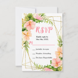 Cartão RSVP Tropical Jungle with Foliage Wedding