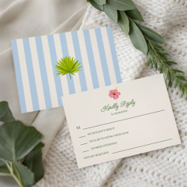 Cartão RSVP Tropical Retro Coastal Wedding Invitation,