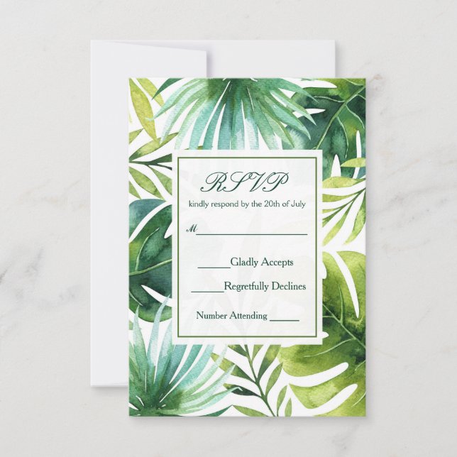 Cartão RSVP Tropical SVP de Casamento de Verão no Havaí (Frente)