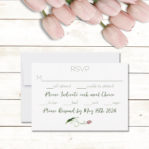 Cartão RSVP Tulip Floral Rosa