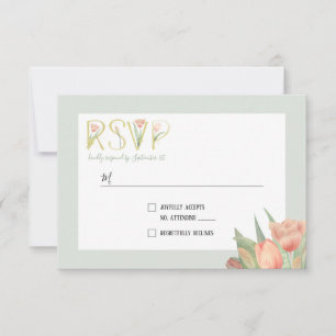 Cartão RSVP Tulipas Peachy cor-de-rosa & da hortelã do