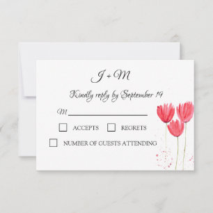 Cartão RSVP Tulipas Rosa Flores Florais Flores Casamento da pr